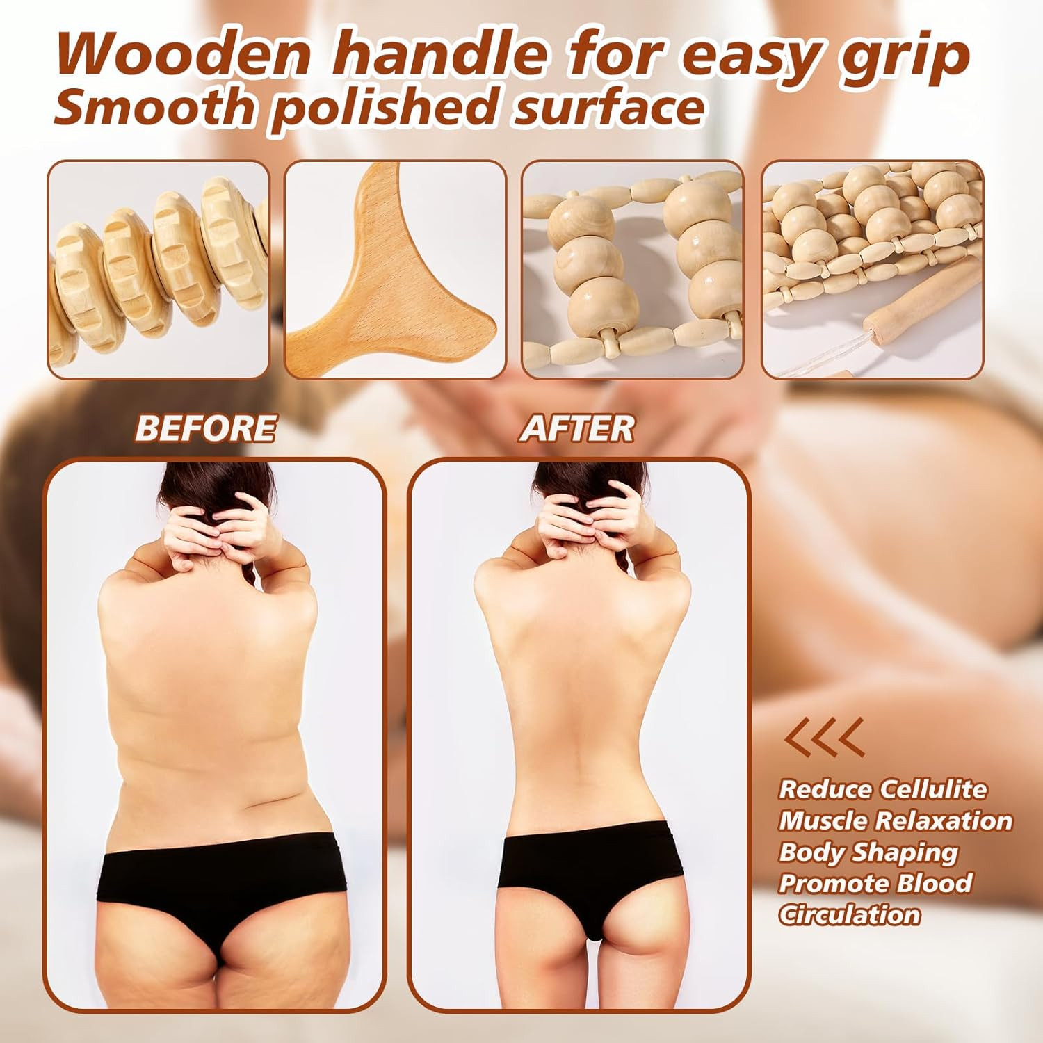 Wood Therapy Tools for Body Shaping,8 in 1 Wood Therapy Massage Tools,Wooden Gua