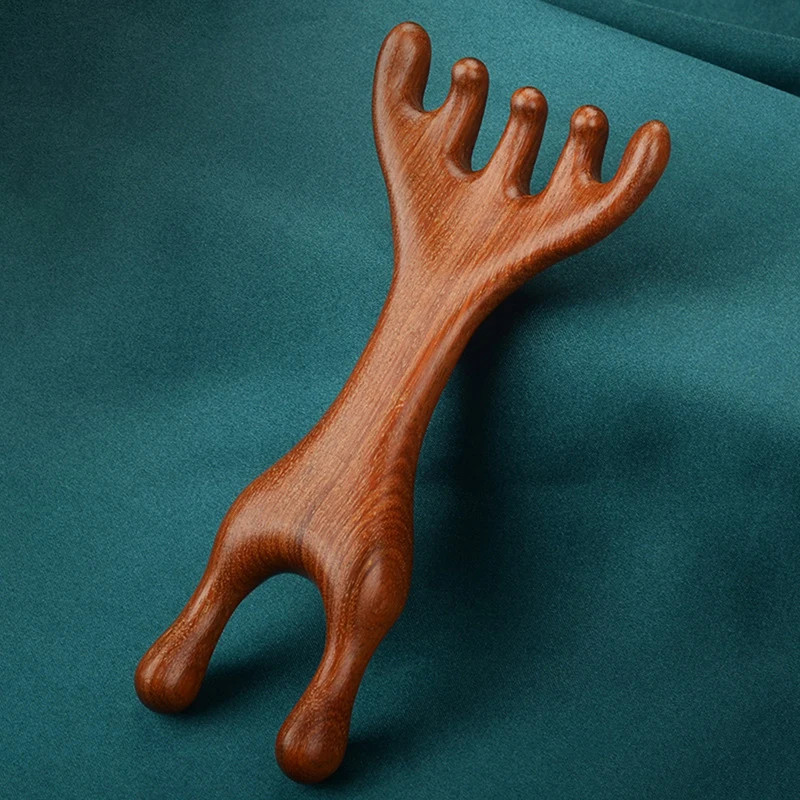 Massage Comb Sandalwood Body Meridian Deer Antlers Wide Tooth Acupuncture Help