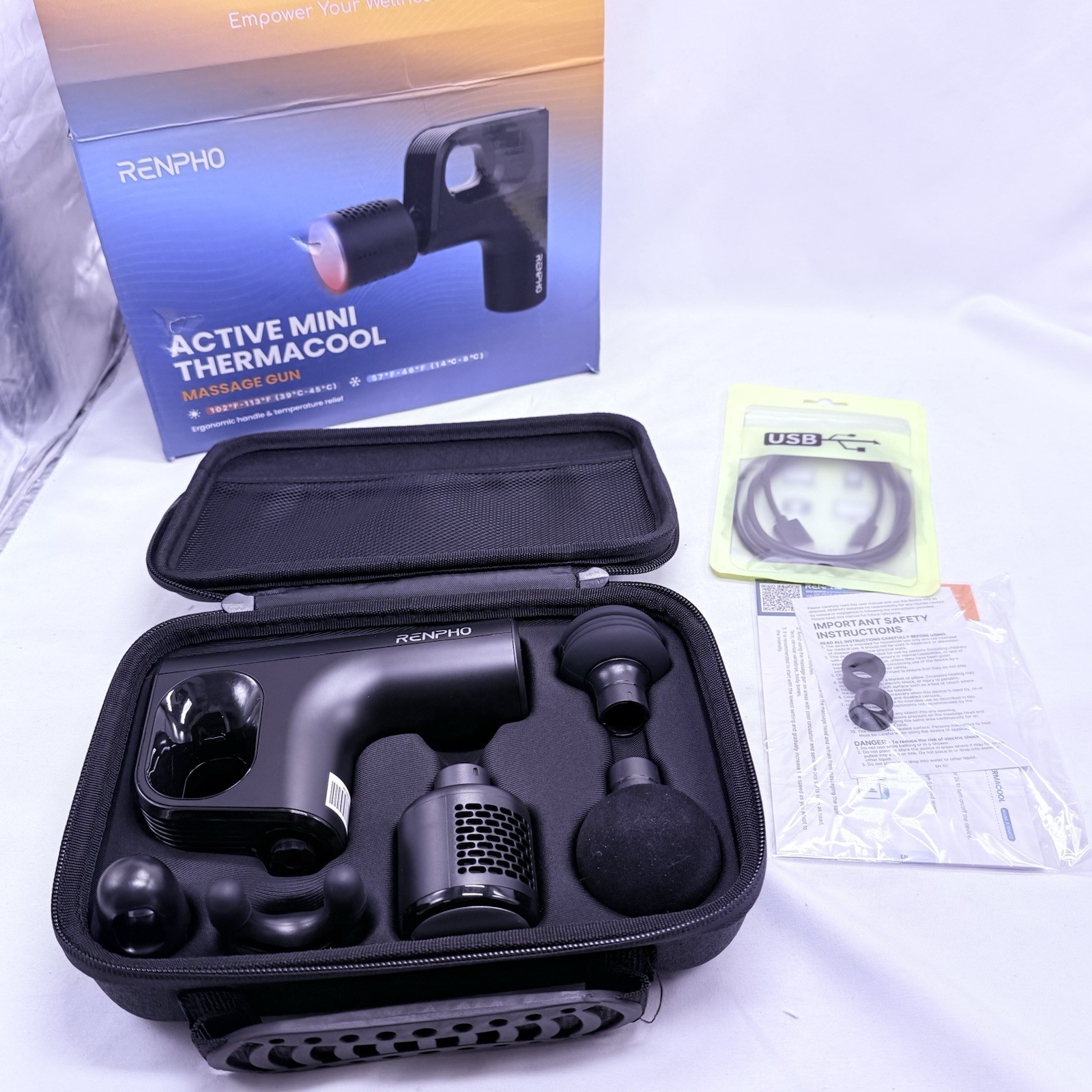RENPHO Active+ Thermacool Massage Gun with Heat and Cold, Percussion Deep Tissue