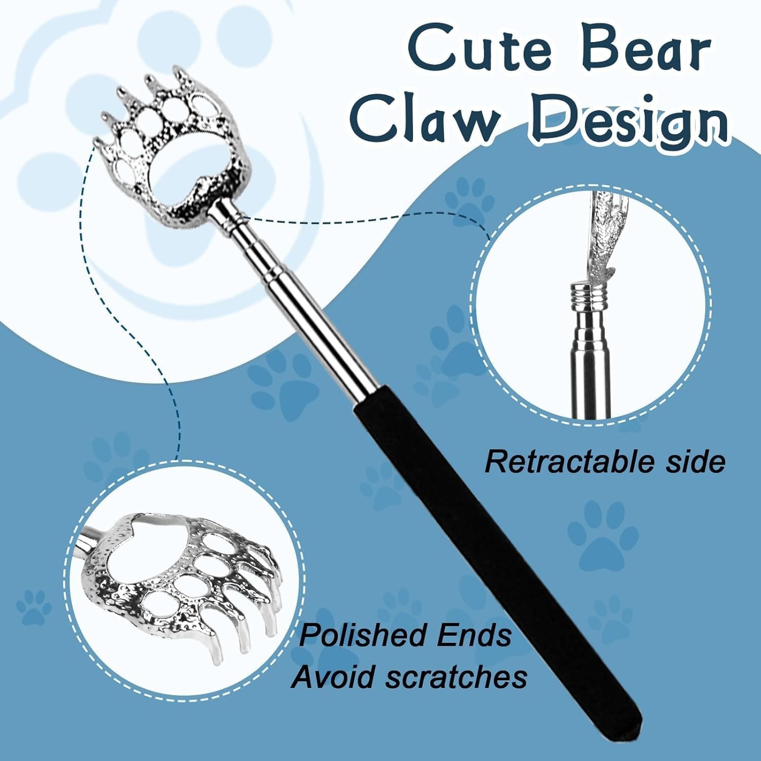 3PCS/Set Bear Claw Telescopic Metal Extendable Back Scratcher Back Massager Gift