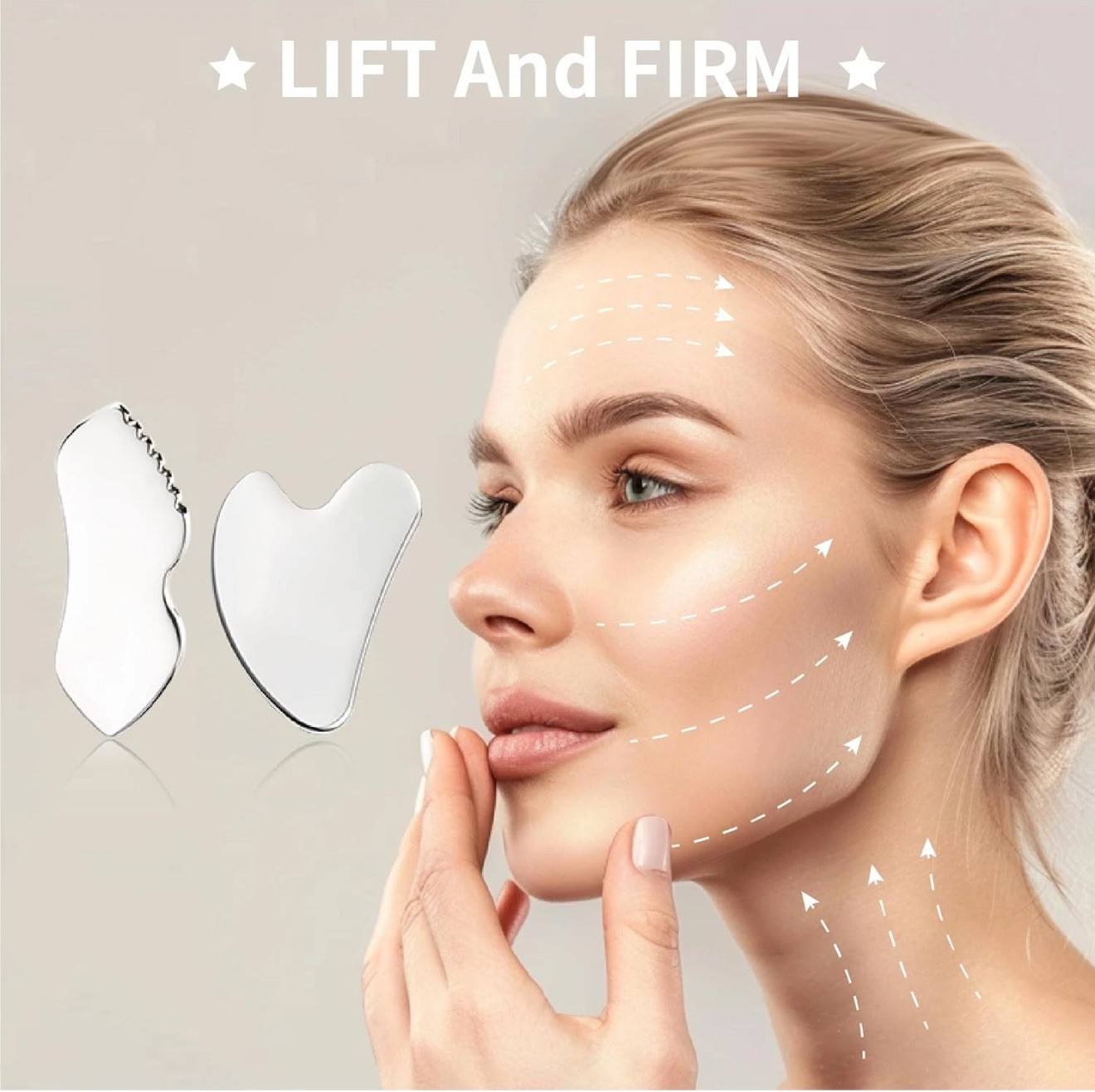 2Pcs Gua Sha Facial Tools Stainless Steel, Detailer GuaSha Set for Face New