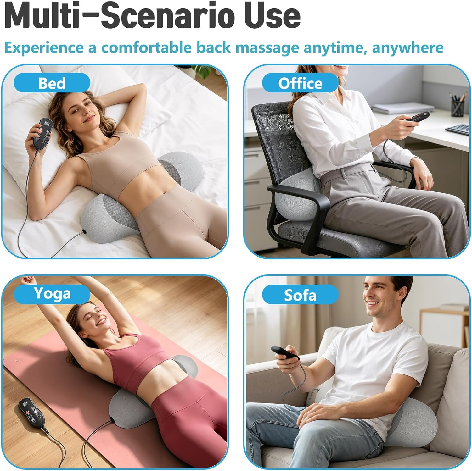 3-in-1 Heated Lumbar Support Pillow with Vibration & Traction for Home & Car