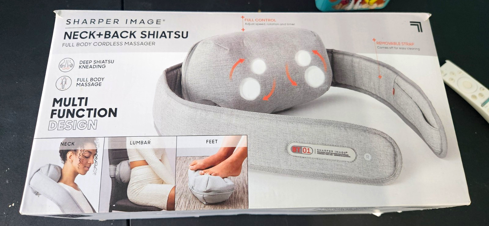 Sharper Image Neck+Back Shiatsu Massage Belt Kneading Neck/Back/Feet Gray