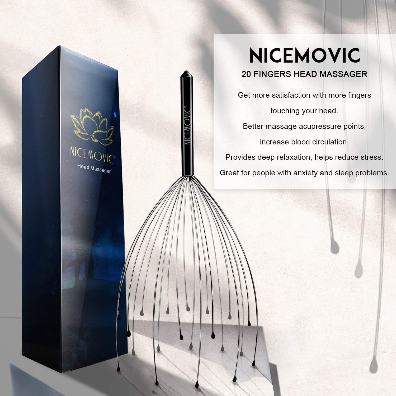 2 Pack Head Scalp Massager Stress Relief Gift Set Silver 20 Fingers Scratcher ✨