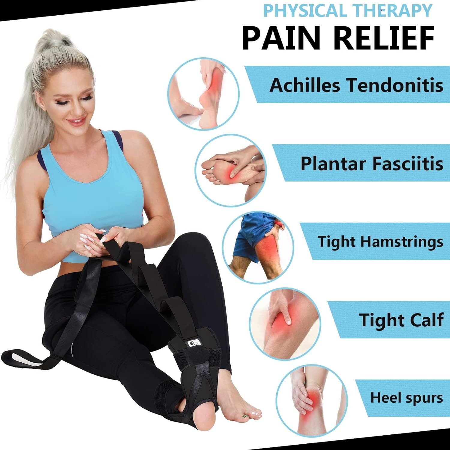 Black Foot and Calf Stretcher for Better Mobility and Recovery