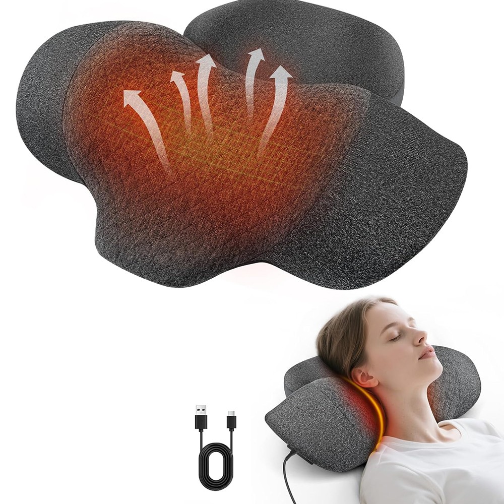 3 in 1 Electric Neck Massager Pillow, Therapy Pillow Traction Massager with Heat