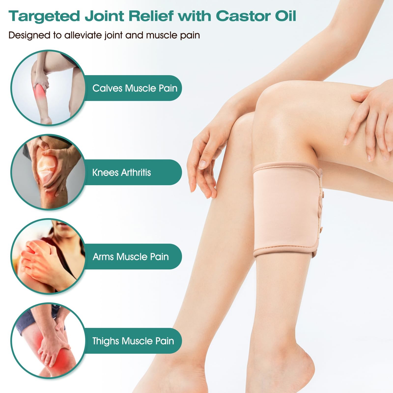 Castor Oil Pack for Joint, Reusable Essential Oil Leg Care Pack Leakproof Cas…