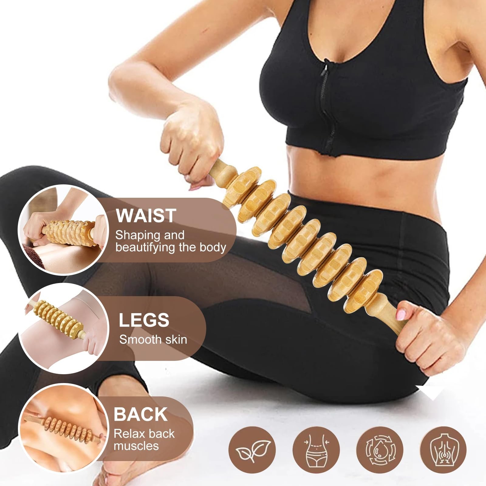 16-in-1 Wood Therapy Massage Tools Kit for Muscle Pain Relief & Body Sculpting,