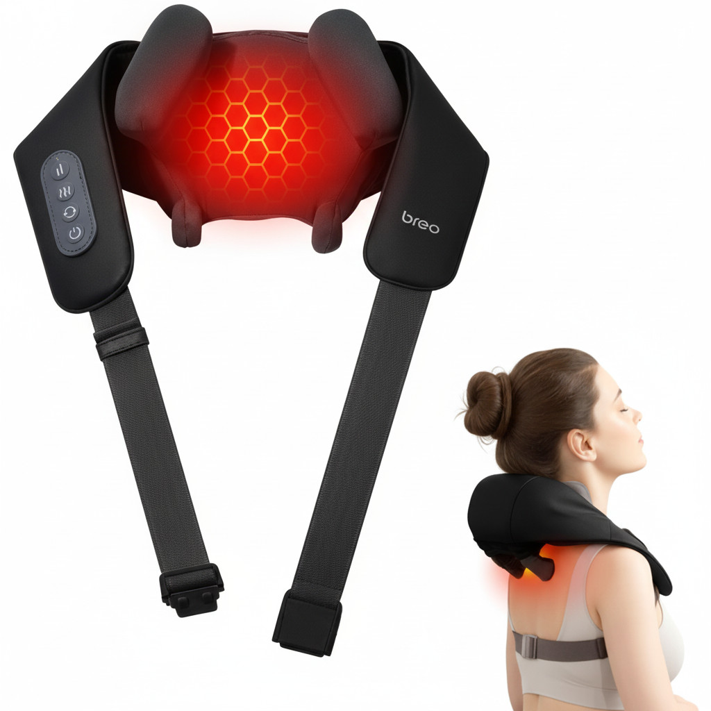 Adjustable Hands-Free Massager with Back Strap – 4.2″-4.8″ Spacing, Shoulder Str
