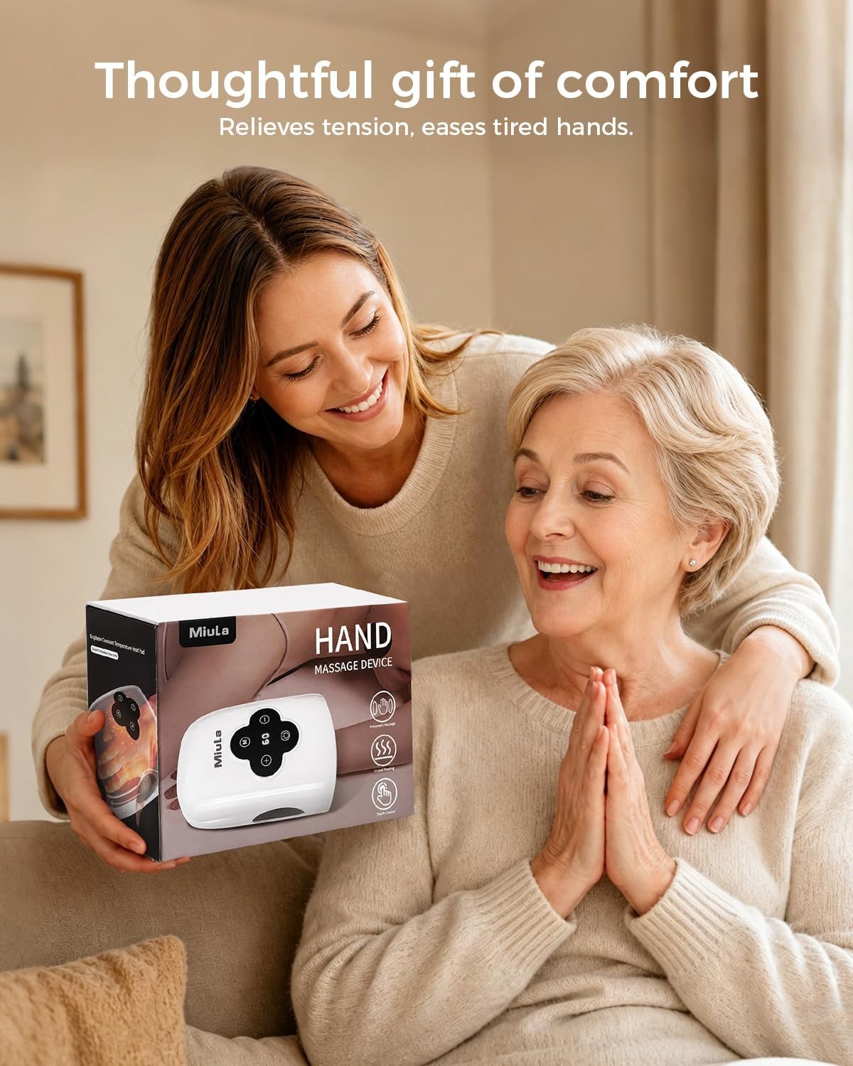 Cordless Hand Massager with Heat & Compression, Adjustable Modes for Relaxation,