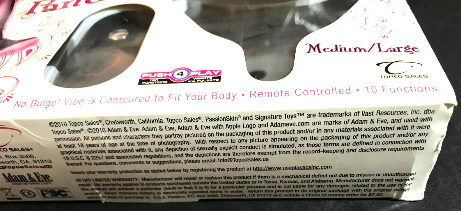 Adam & Eve Signature Toy 2010 – Eve’s Vibe/Pulse Boy Short Panty w/Remote 10-NIB