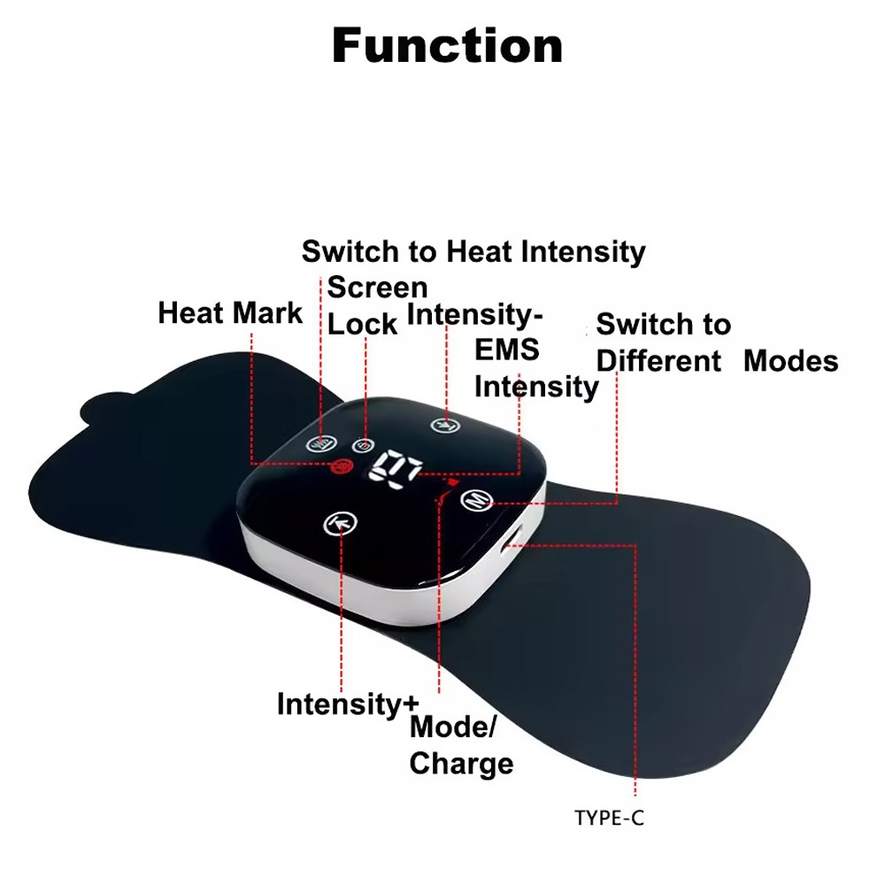 EMS Neck Massager Portable Intelligent Massager 3 Heat 6 Mode 19 Intensity