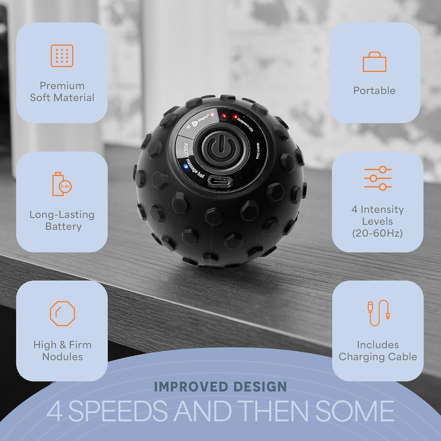 4-Speed Vibrating Massage Ball – Peanut Massager and Vibrating Foam Roller