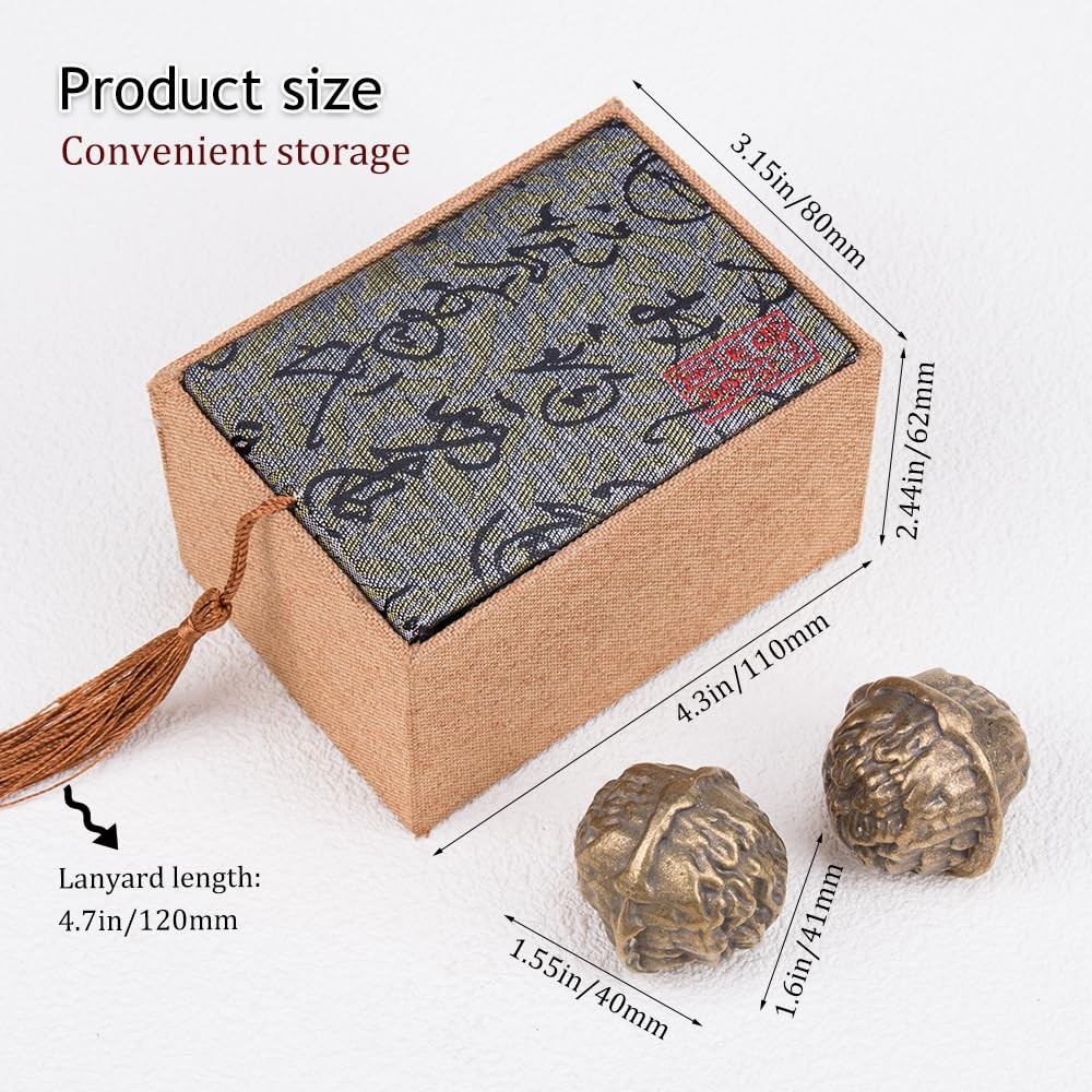 ZORZA 2Pcs Brass Walnut Massage Ball Solid Baoding Balls Hand Exercise Balls …