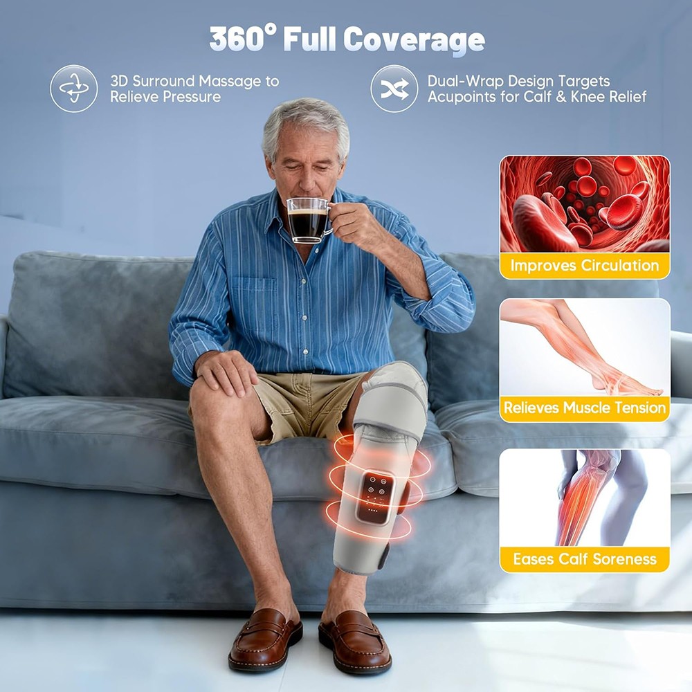 1/2x Cordless Knee Massager for Pain Relief 3 Vibration Modes, 3 Heating Levels