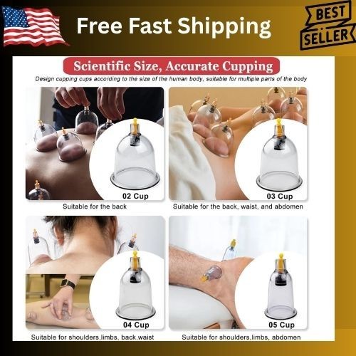 Cupping Therapy Set 19 Massage Cups for Back Pain Relief Physical with Hand Pump