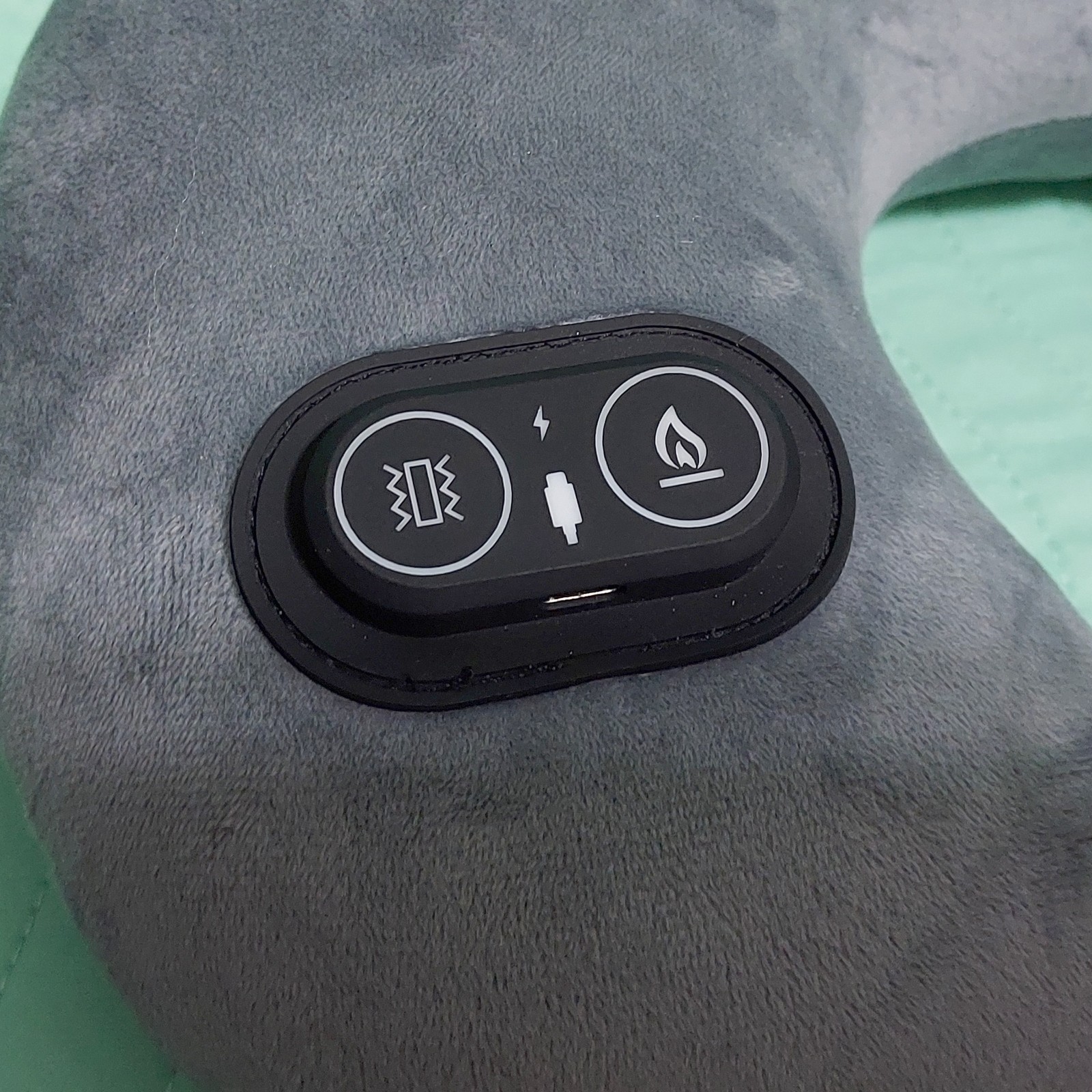 Grey Sealy Portable Heat Vibrating Neck Massage Plush Travel Pillow