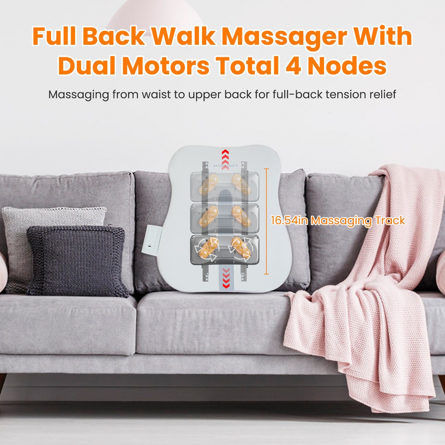 Heated Back Massager USB Rechargeable Electric Massage Cushion for Home Office