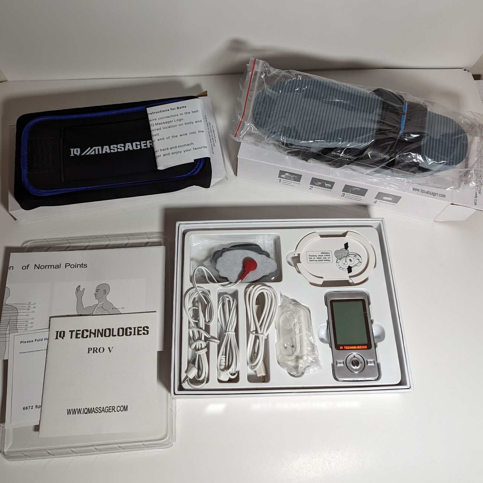 IQ Technologies Pro V Massager, Belt, & Slippers TENS & EMS Unit Pain Relief