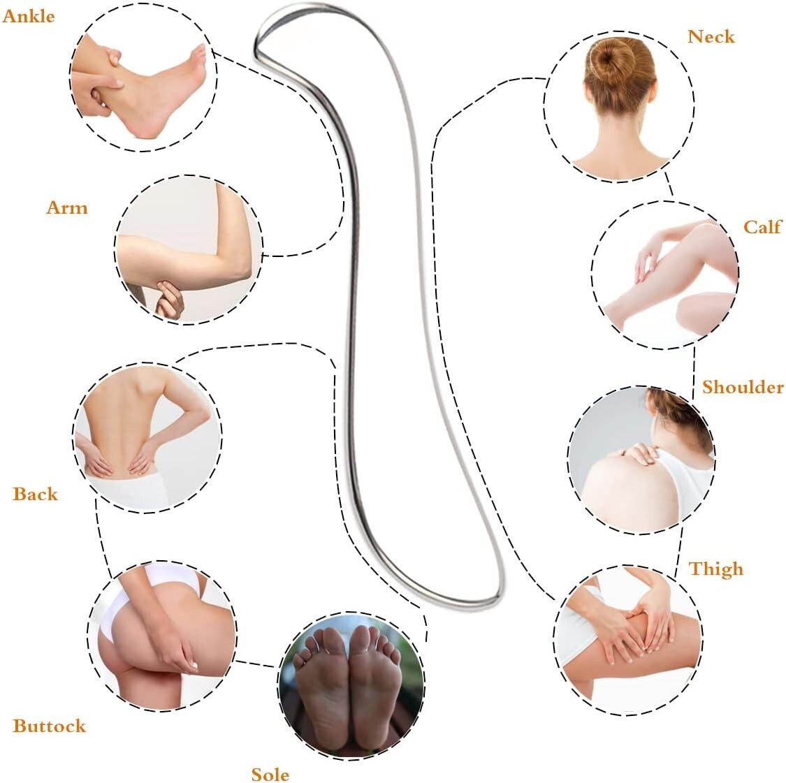 Stainless Steel Graston Tools-Guasha Scraping Massage Tool for Body Shaping New