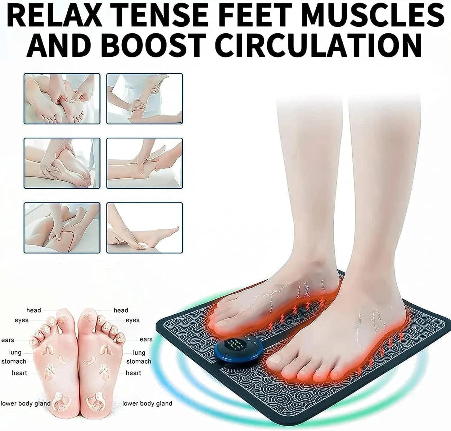 19 Level EMS Electric Foot Massager Pad Muscle Stimulator Blood Circulation Mat