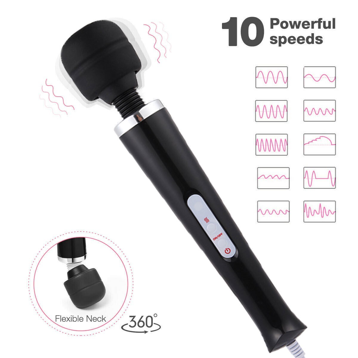 Handheld Massager 20 Speed Wand Vibrating Massage Magic Full Body Therapy