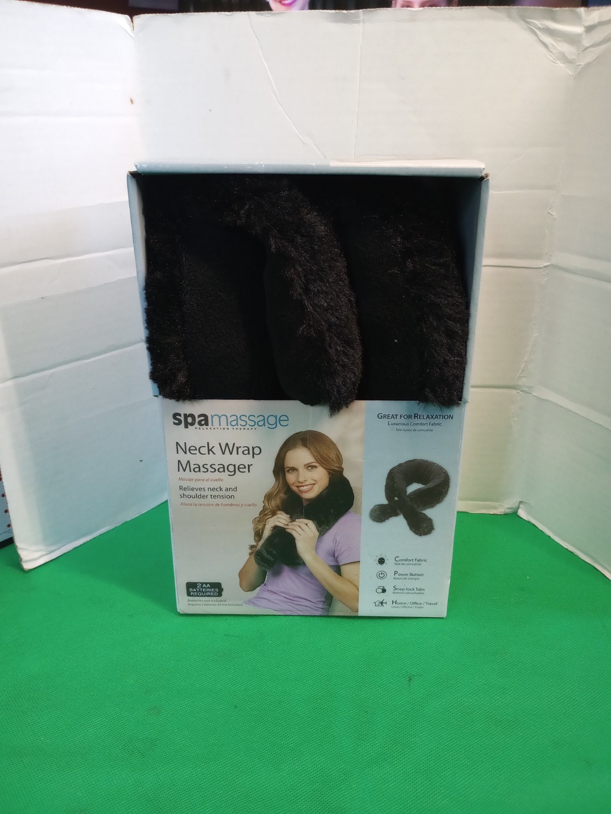 Spa Massage Black Neck Wrap Massager With Comfort Plush Fabric