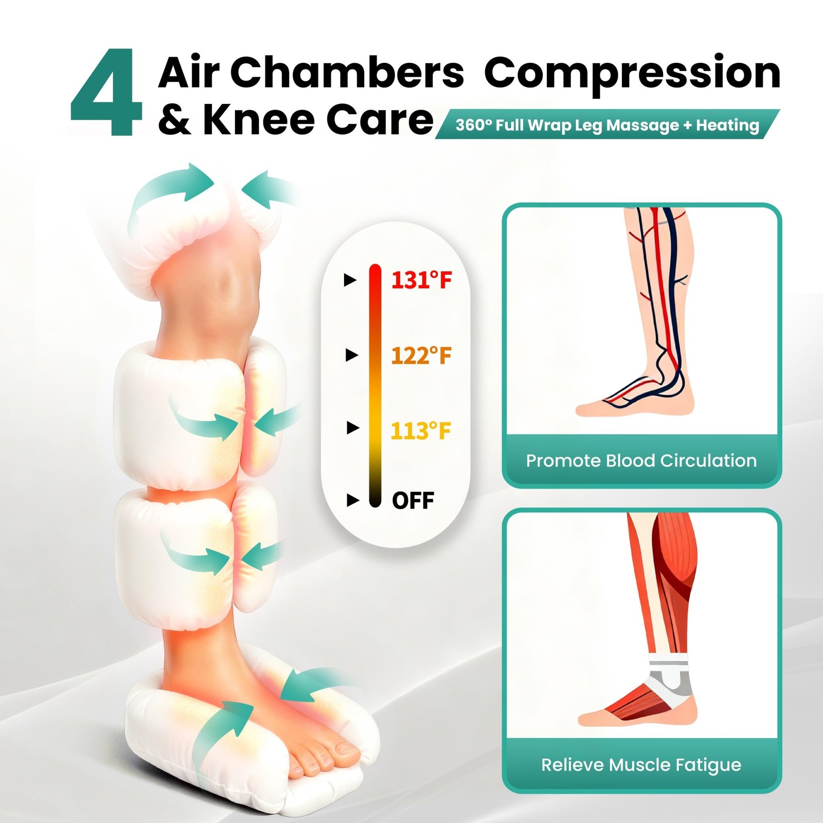 Heated Leg Massager with Air Compression – 9 Intensity Levels for Pain Relief