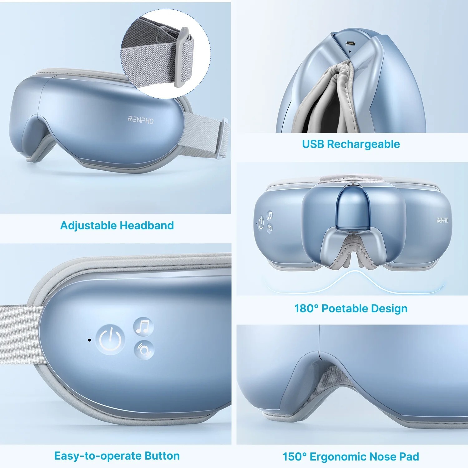 RENPHO Eyeris1 Eye Massager Migraine Massager with Heat & Remote Bluetooth Gift