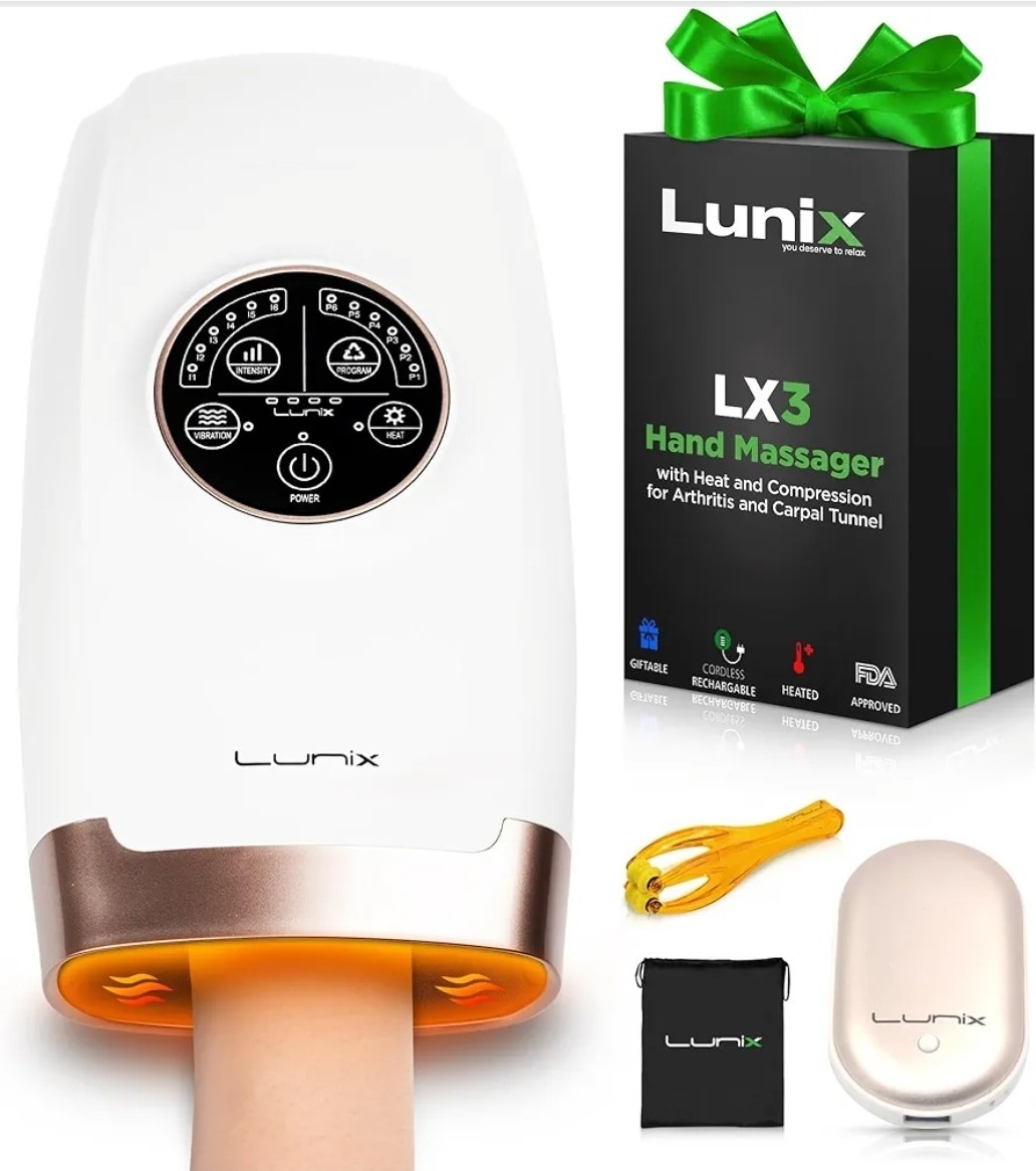 Lunix LX3 FSA Carpal Tunnel Massager, Hand and Wrist Massager with Heat