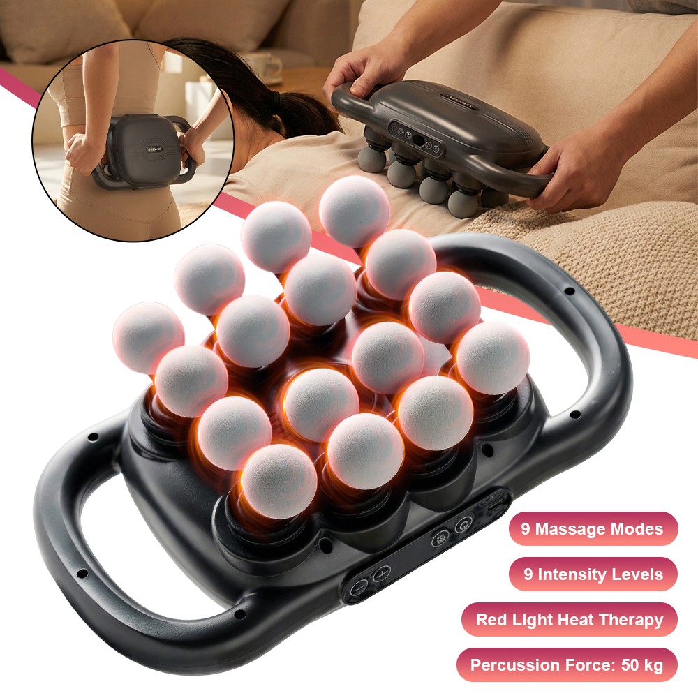 16-Head Massage Gun Set Rechargeable Deep Tissue Neck Back with 9Levels & 9Modes