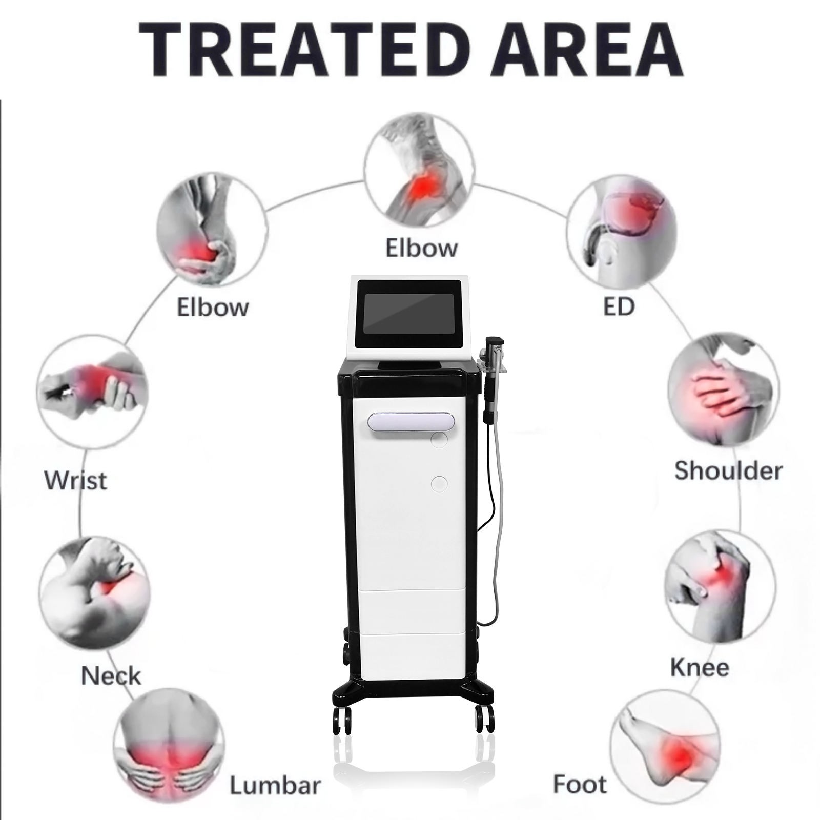 2 Handles Pneumatic Physical Shockwave Therapy Machine Pain Relief ED Treatment