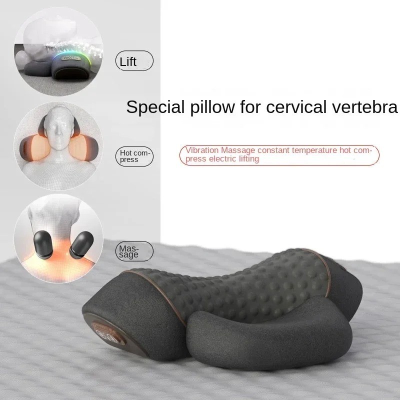 Electric Neck Massager Cervical Pillow Hot Compress Neck Stretch Heating Vibrat
