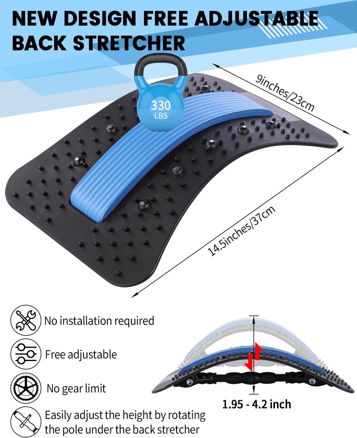 Durable Flex Back Stretcher – Sciatica Relief – Eco-Friendly – 15.2×9.5×1.5