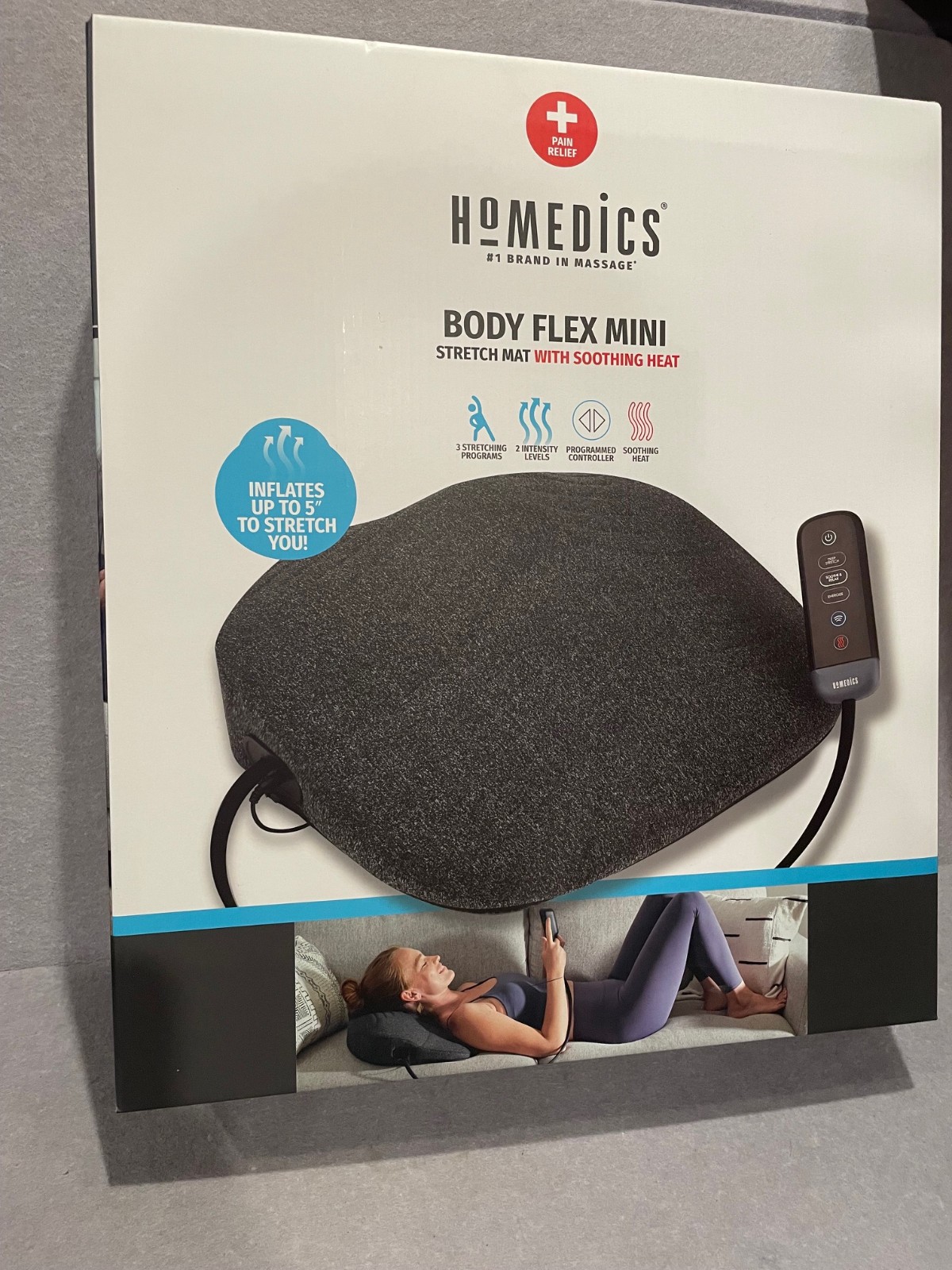 NEW IN BOX HOMEDICS BODY FLEX MINI STRETCH MAT WITH SOOTHING HEAT