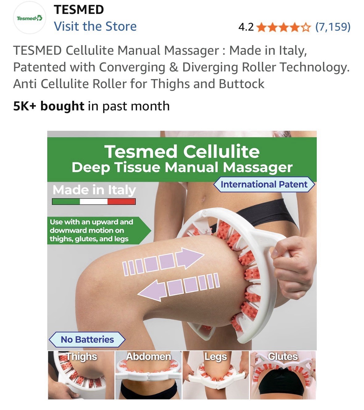 TESMED Anti Fat Cellulite Massager Beauty Italy Women NEW Thigh Buttock Abs Med