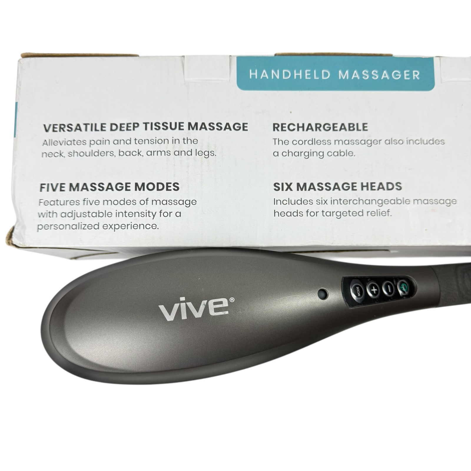Vive Handheld Deep Tissue Percussion Massaging Wand Rechargeable