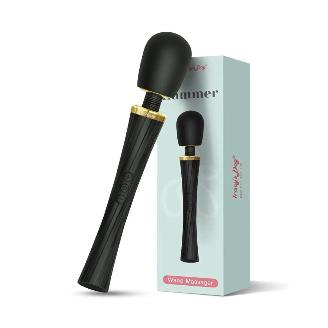 Tracy’s Dog Hammer Wand Massager IPX6 Waterproof Rechargeable Vibration BK/GL