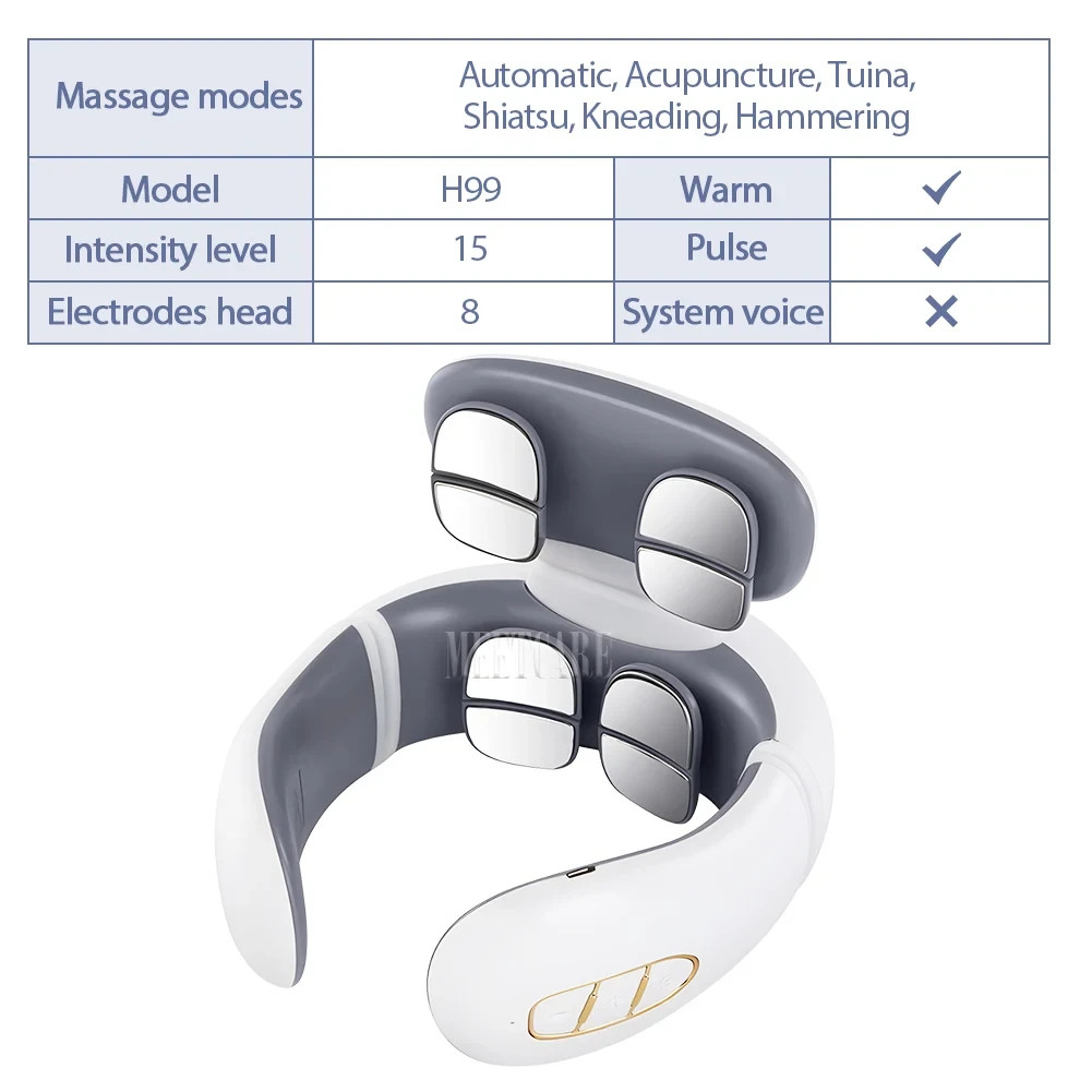 Smart Electric Neck Massager TENS Pulse Wireless Cervical Pain Relief H99 H62 JT