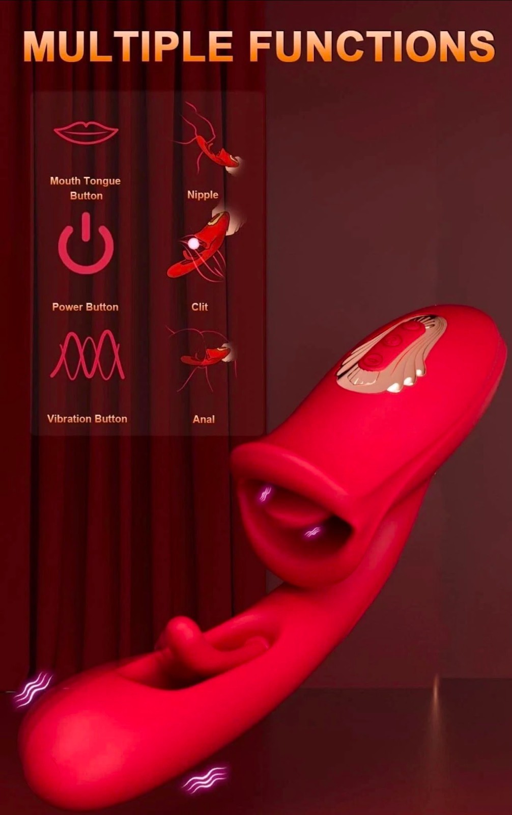 3in1 Toys Stimulator for Women with 9 Tongue & Thrusting – Red