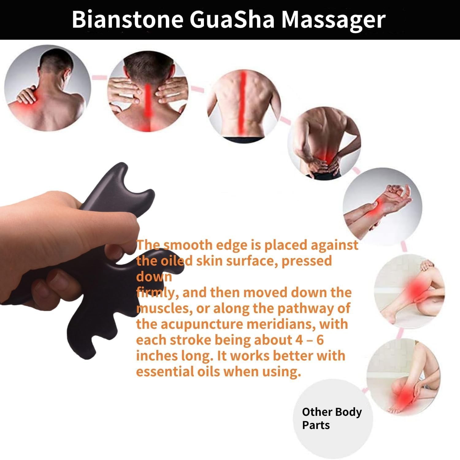 Gua Sha Massage Tool for Body, Natural Bian Stone Scraping Massager,…