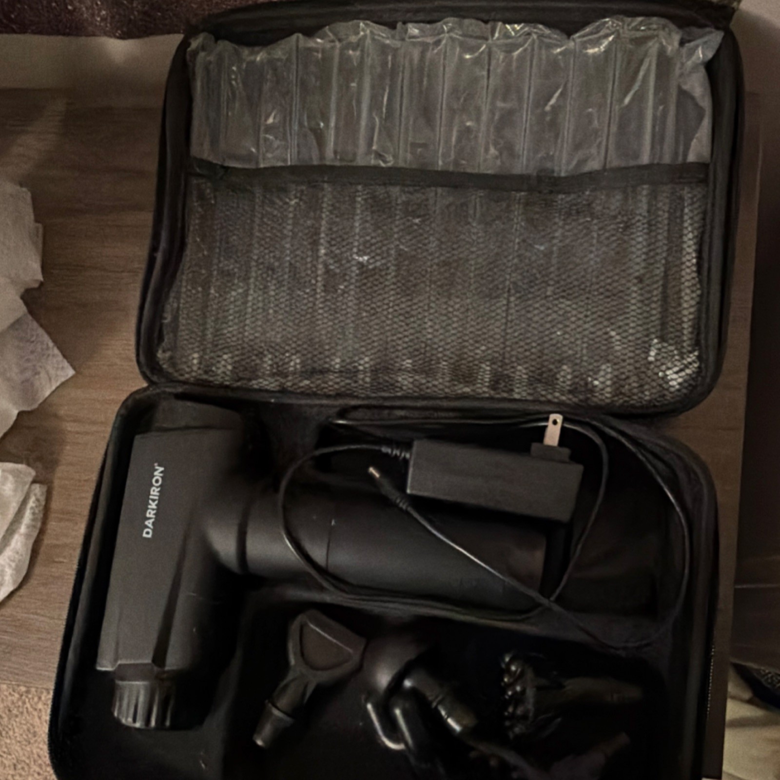 Darkiron Massage Gun Black Handheld Cordless Percussion with Attachments & Case