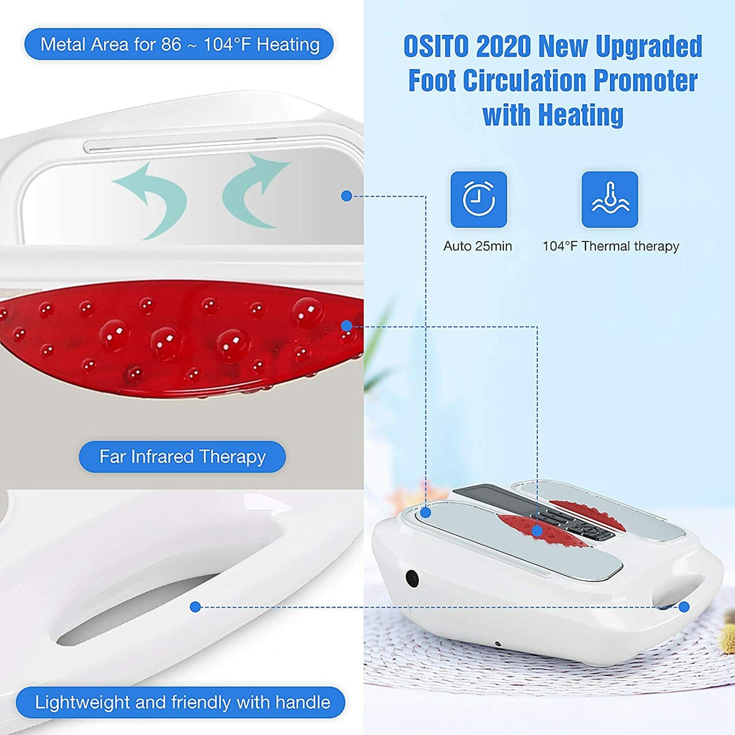 EMS Booster Foot Circulation Machine with Heat Reduce Cold Feet Relieves cramps