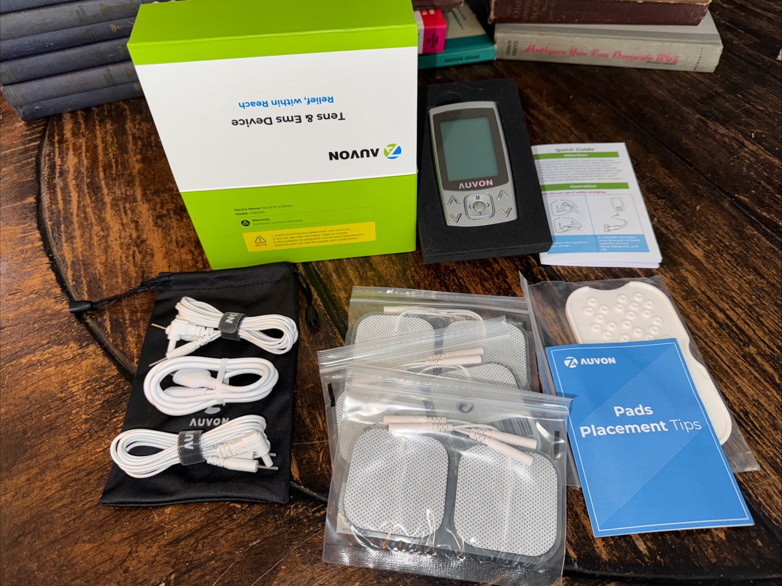 AUVON 3-In-1 TENS Unit Muscle Stimulator, EMS Massage Machine with 40 Intensitie