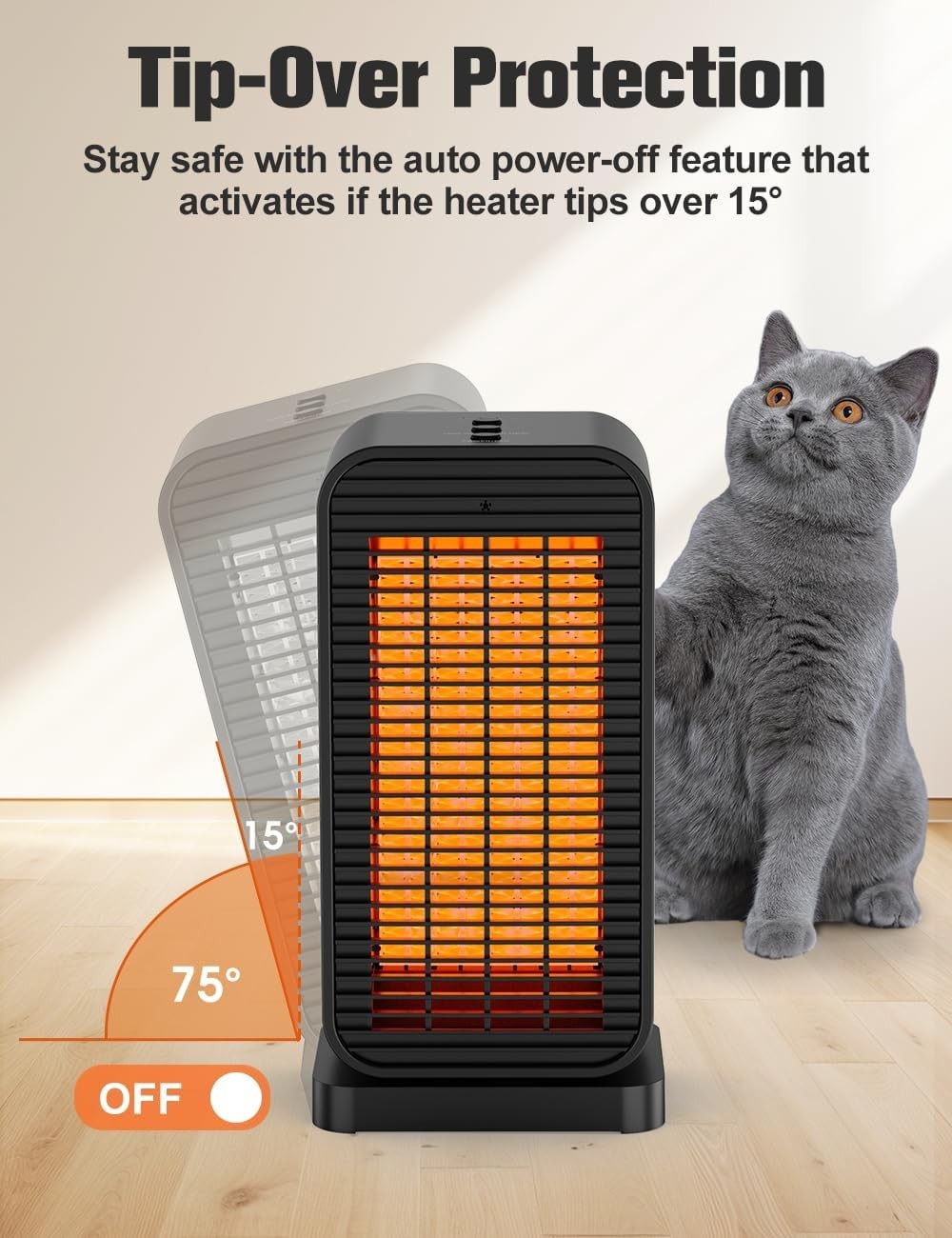 Calefactores para interiores, 2 modos y 2 niveles de calor, protección antivuelc
