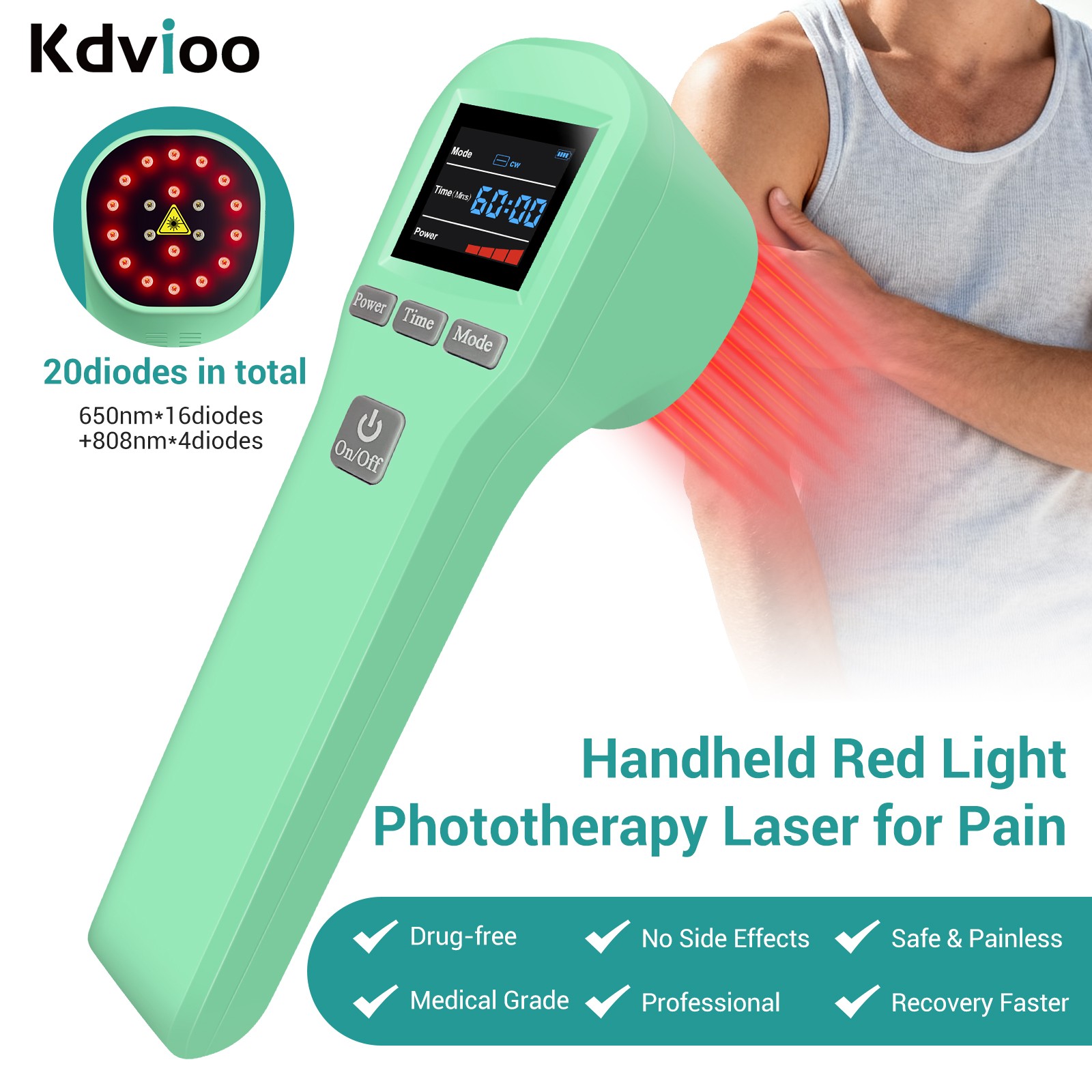 650nm+808nm Cold Laser Therapy Device LLLT Pain Relief Soft Red Light Treatment