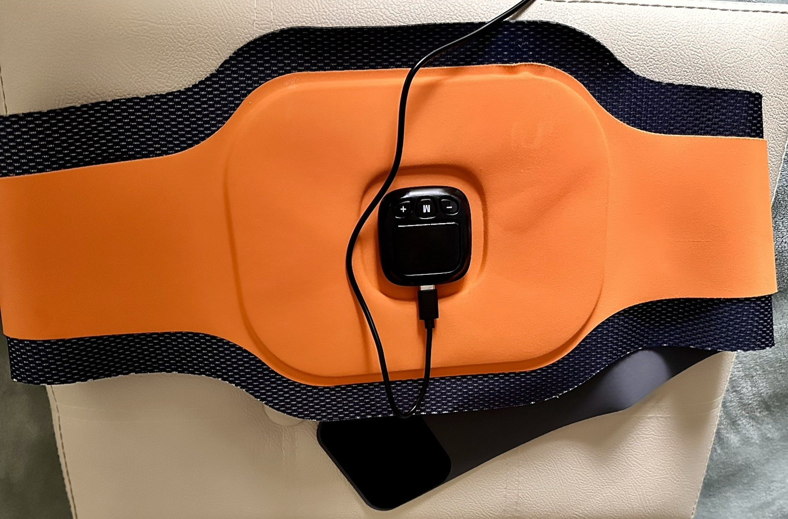 EMS Belt Ab Stimulator – Toning Belt with 10 Modes & 6 Pads, 3-Layer,