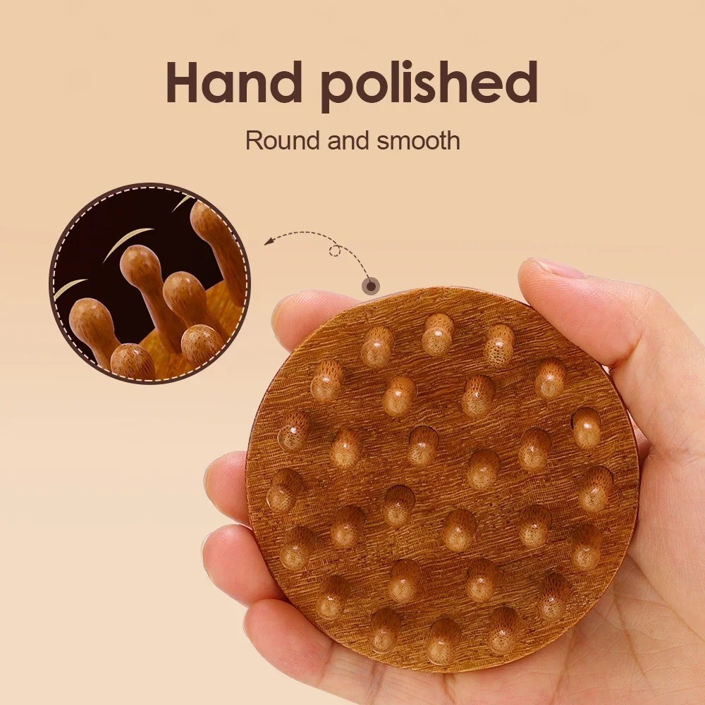 Sandalwood Massage Comb Finger Ring Scalp Massager AntiStatic Wooden Guasha Tool
