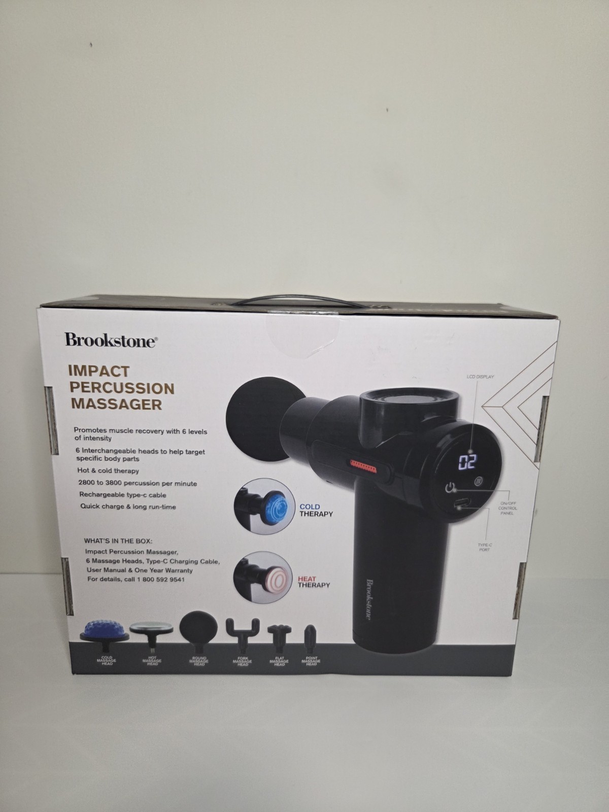 ​Brookstone Impact Percussion Massager – Hot & Cold Therapy – 6 Heads – NIB
