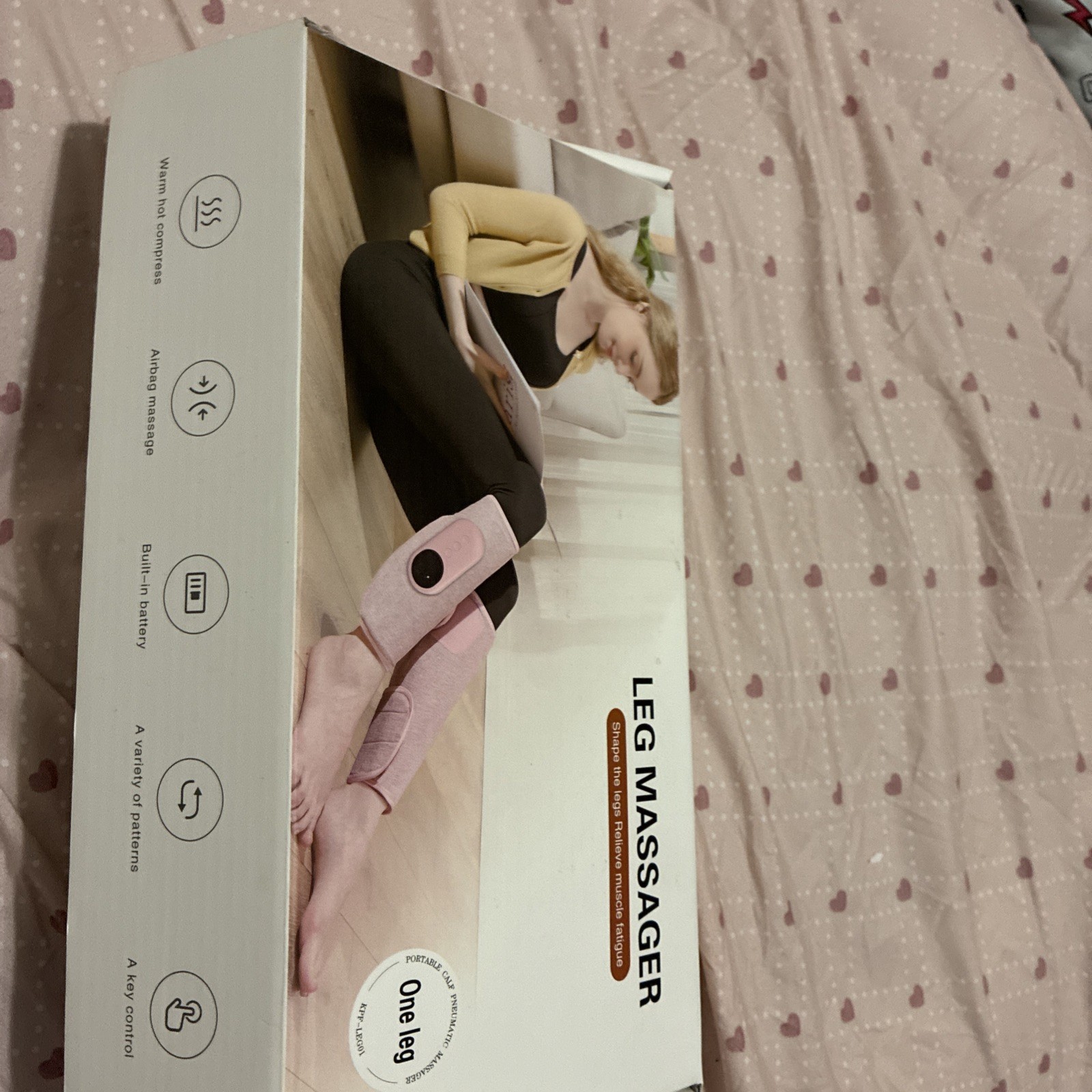One leg Pink Calf Massager Warm Compress Airbag Built-in Battery